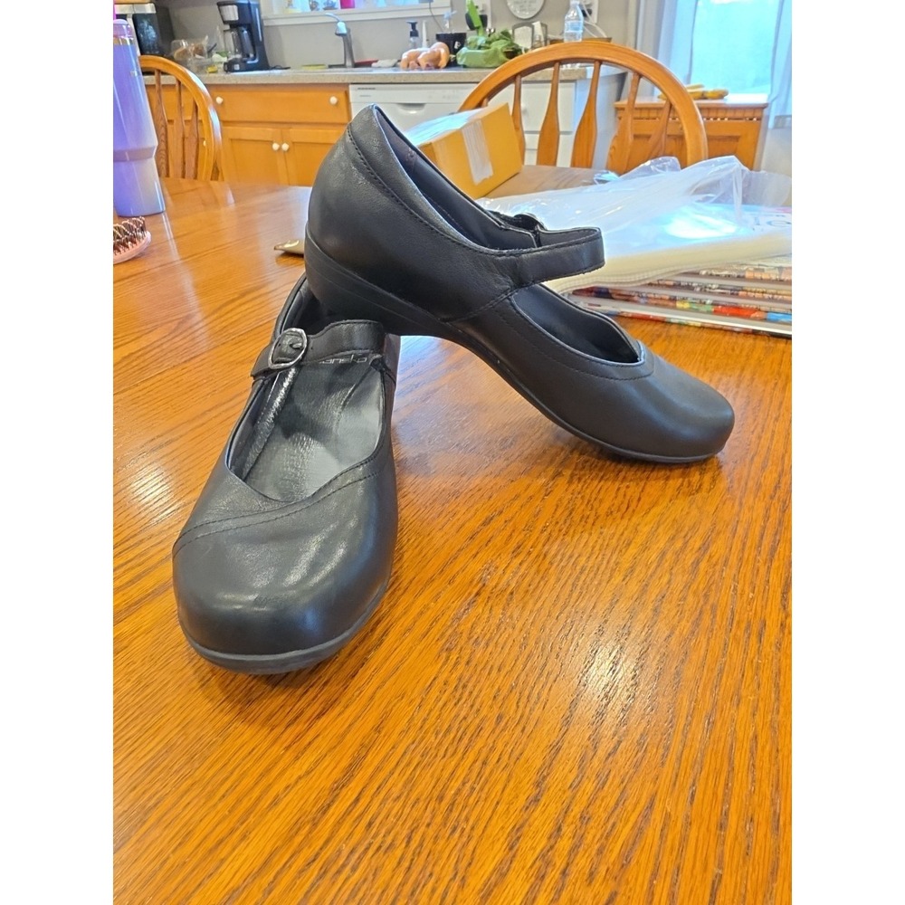 Dansko Fanwa Mary Jane Shoes Black Milled Nappa Leather Women's 40W US 9.5/10